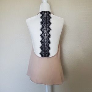 Deb Pink Tank Top With Lace Back Detail, L